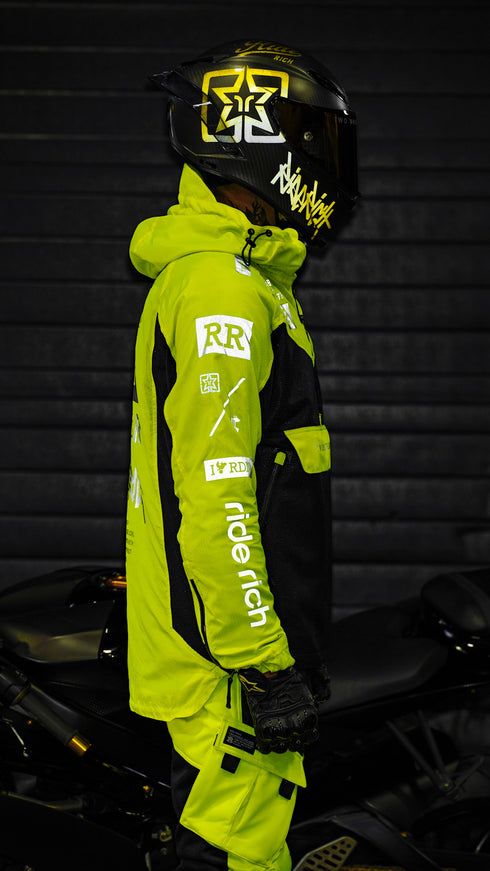 Ride Rich Concord V2 Flow Mesh Armoured GP Anorak Motorcycle Jacket - Yellow